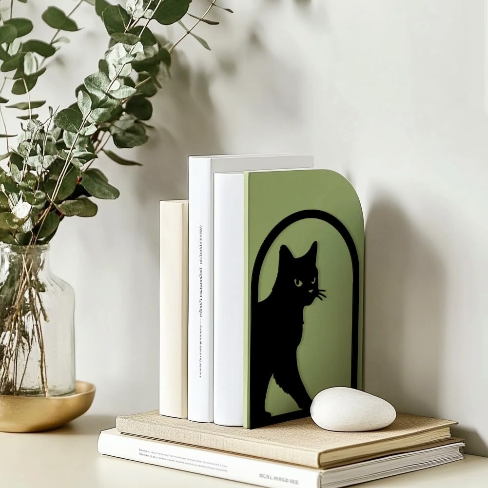 Peacoblue 5.3"x4.3"x7.9" Metal Bookends, Heavy Duty Book Ends for Shelves