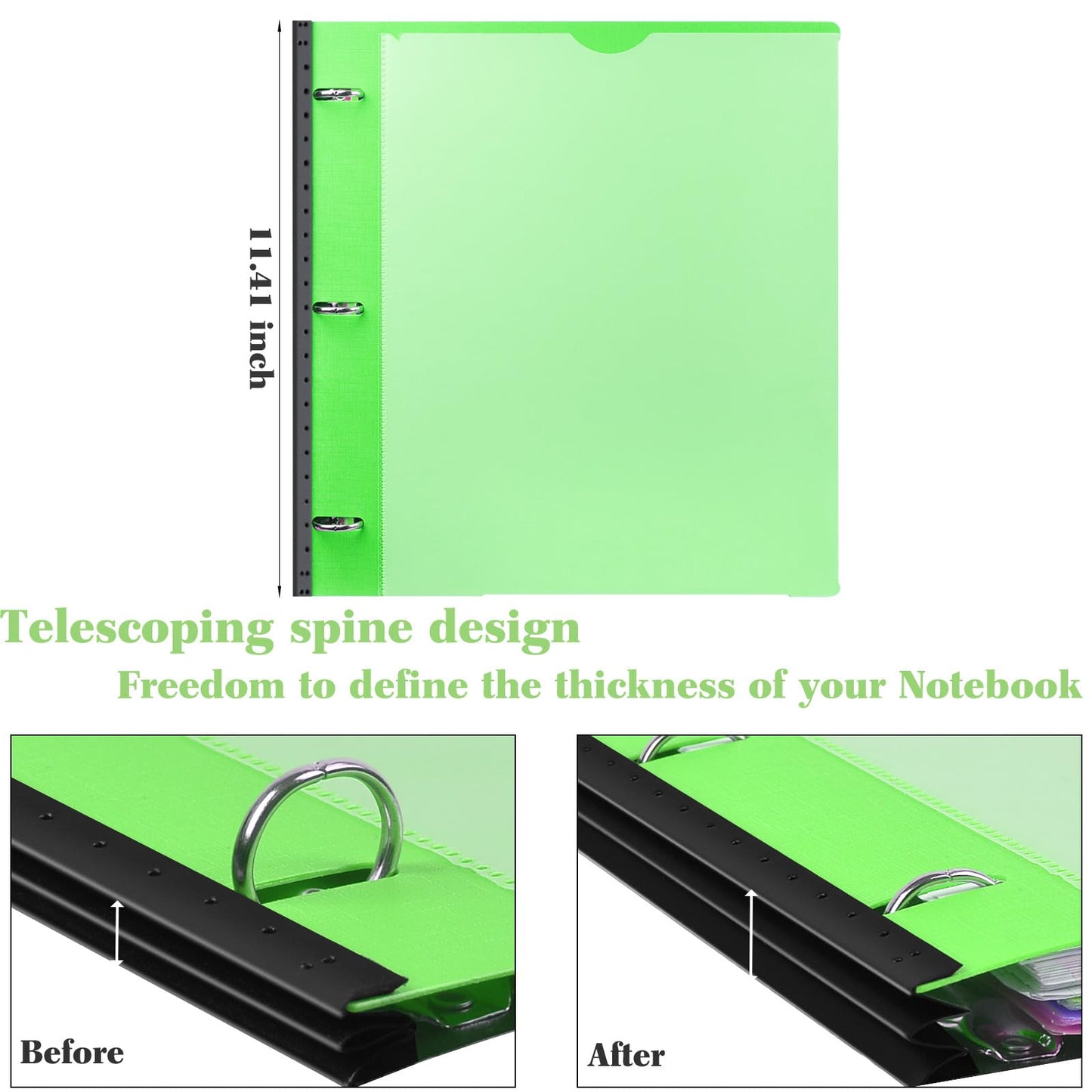 INFUN All-in-one Telescoping Binder Notebook - 2PCS，Refillable 3 Ring Notebook Binder with 1