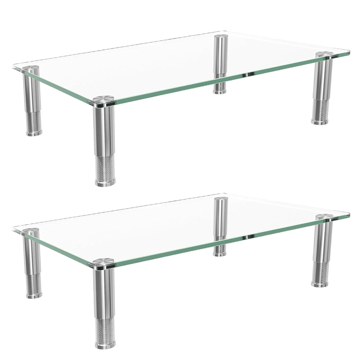 Simple Trending 2-Pack Tempered Glass Monitor Stand, Adjustable, Clear