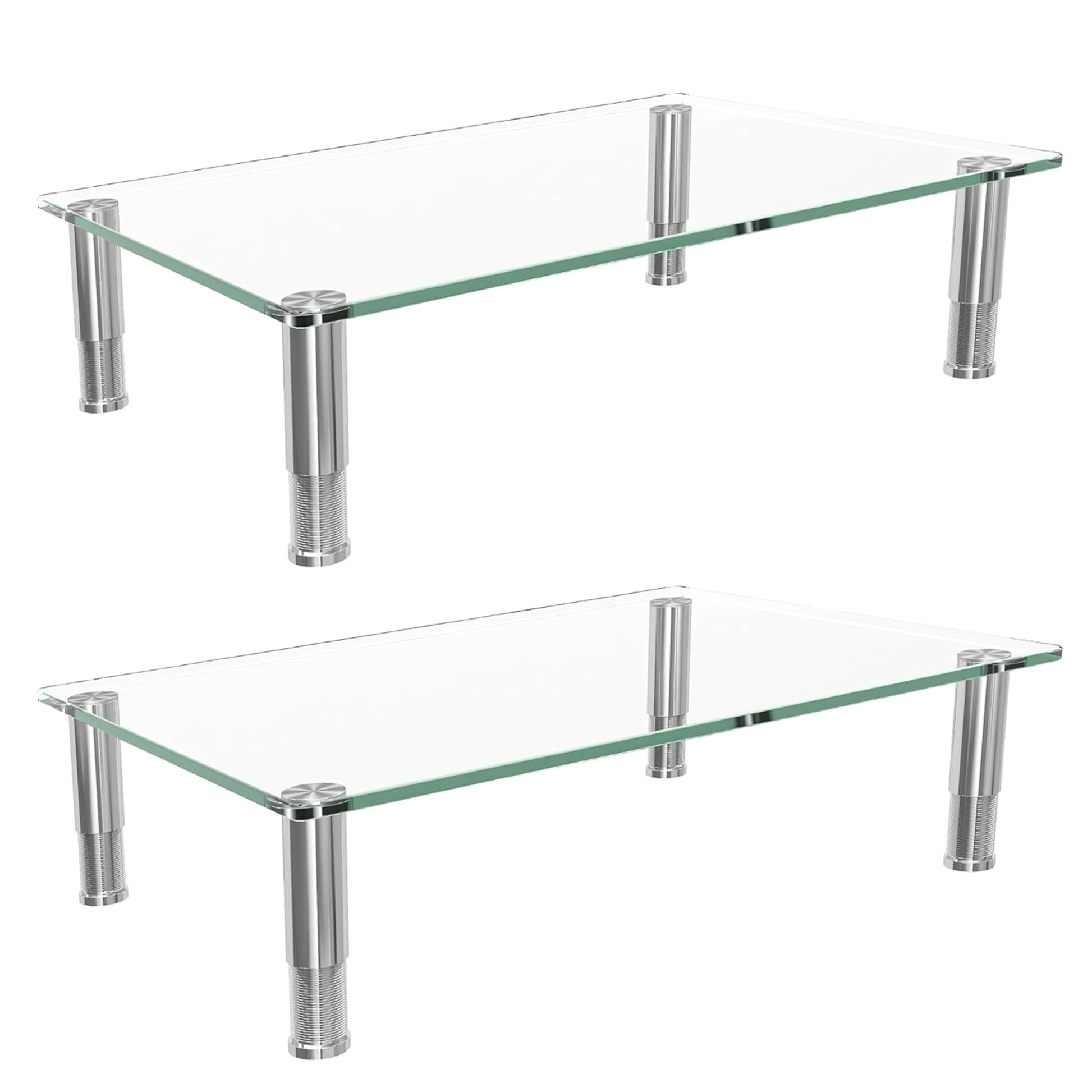 Simple Trending 2-Pack Tempered Glass Monitor Stand, Adjustable, Clear