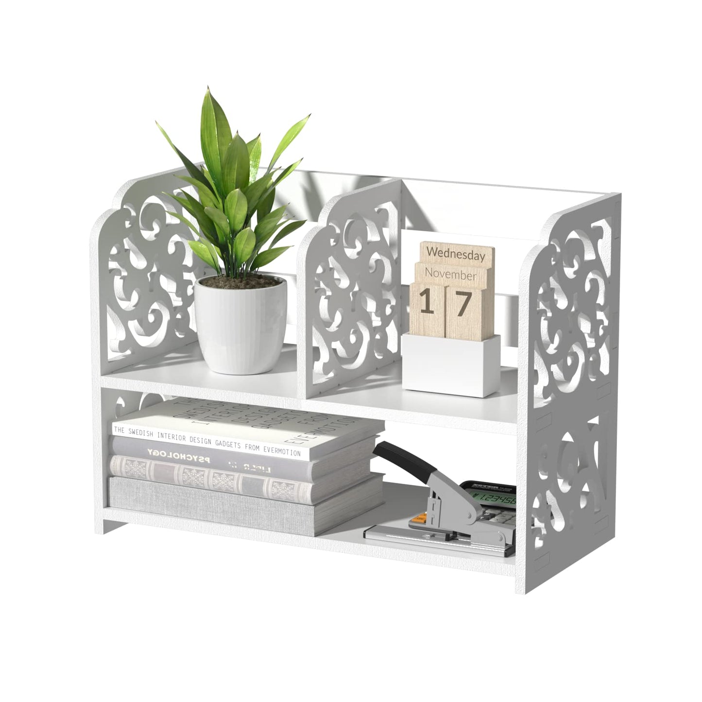 TY ARTS & CULTURE Vintage Hollow White Desktop Organizer Desk Storage Rack