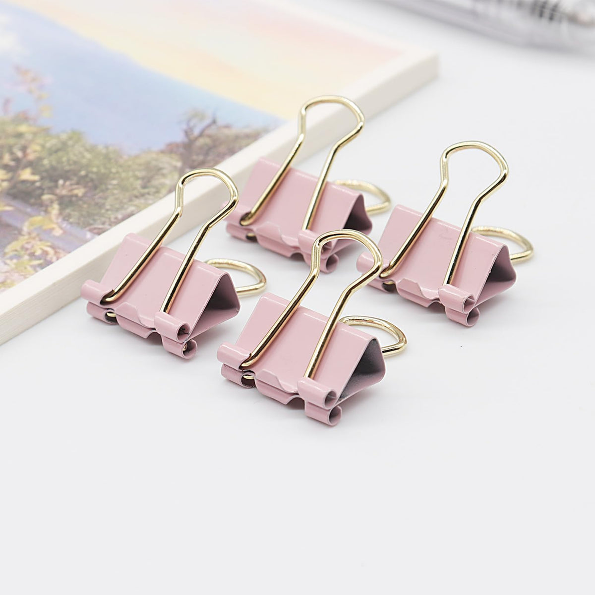 YCVIORING Mini Binder Clips, 100 Pack, Light Pink, 15mm (5/8 inch), Office, Home, School, Crafts