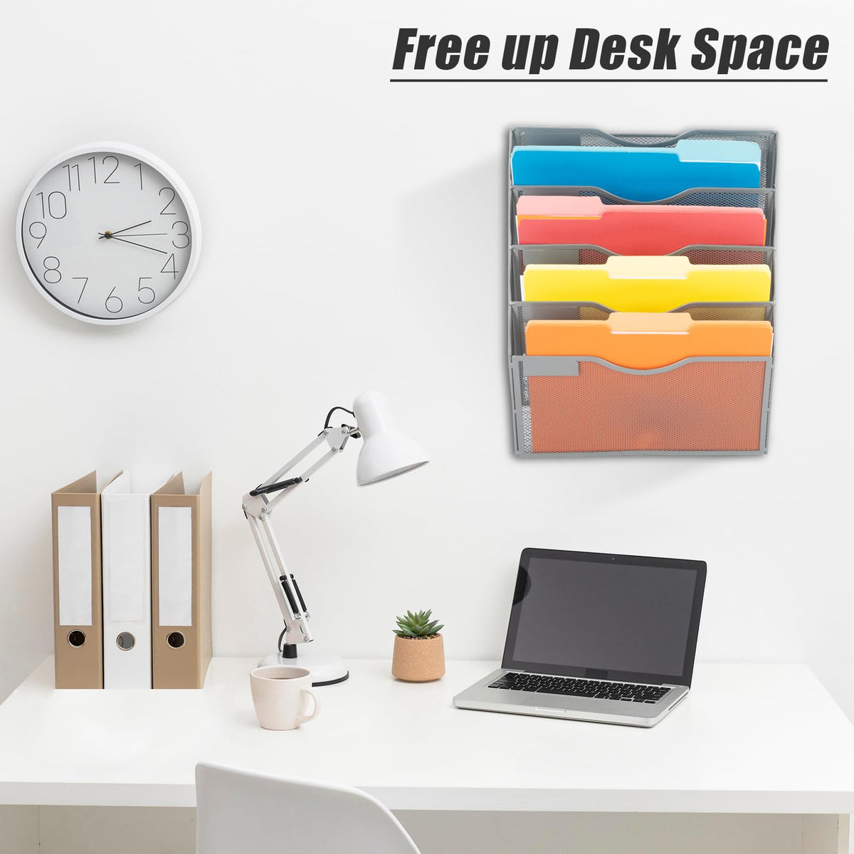 EASEPRES 5 Pocket Mesh Hanging Wall File Organizer, Wall Mounted Mail Paper Document Folder Holder
