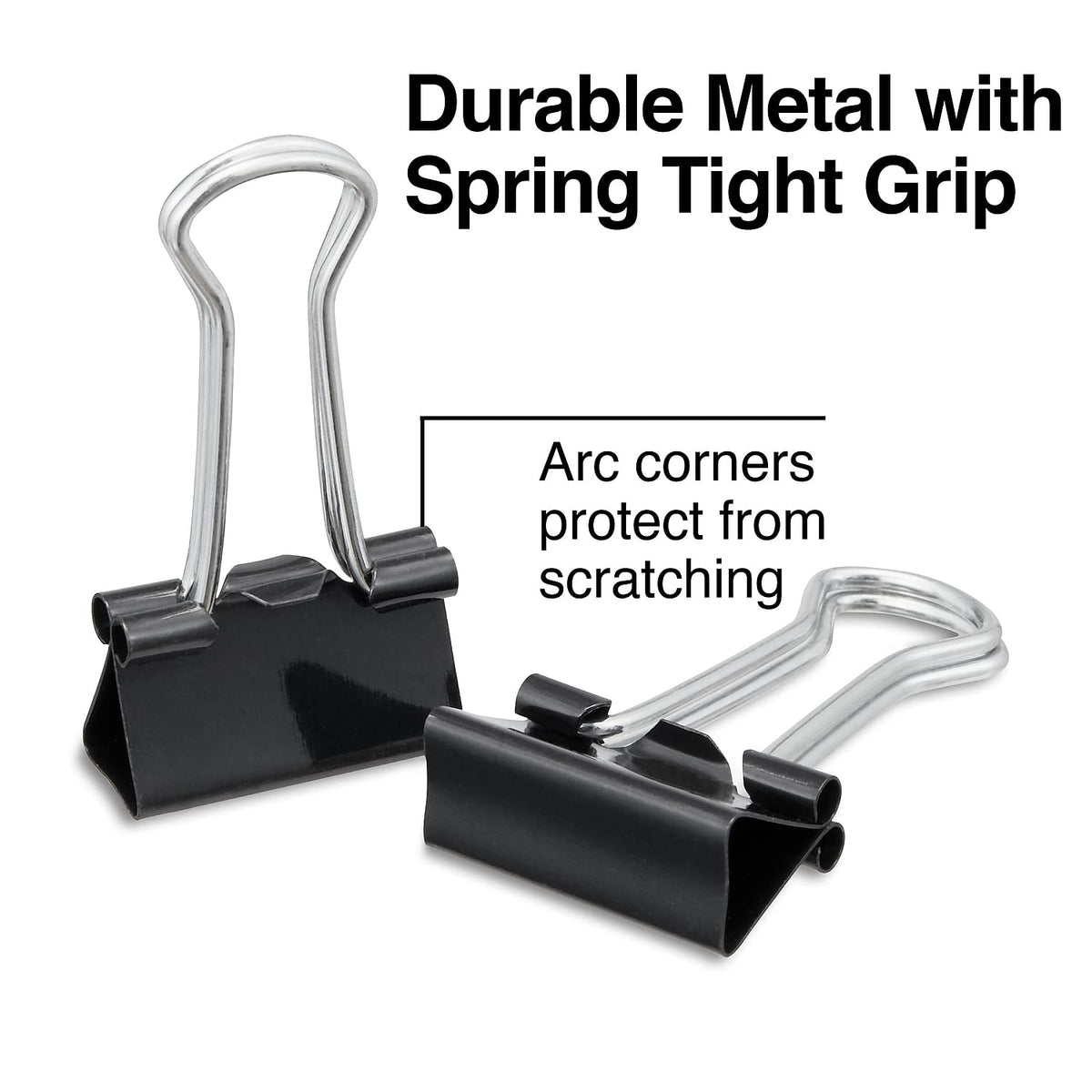 Staples Binder Clips, Small, 0.38 Inch Capacity, Black, 144 Pack
