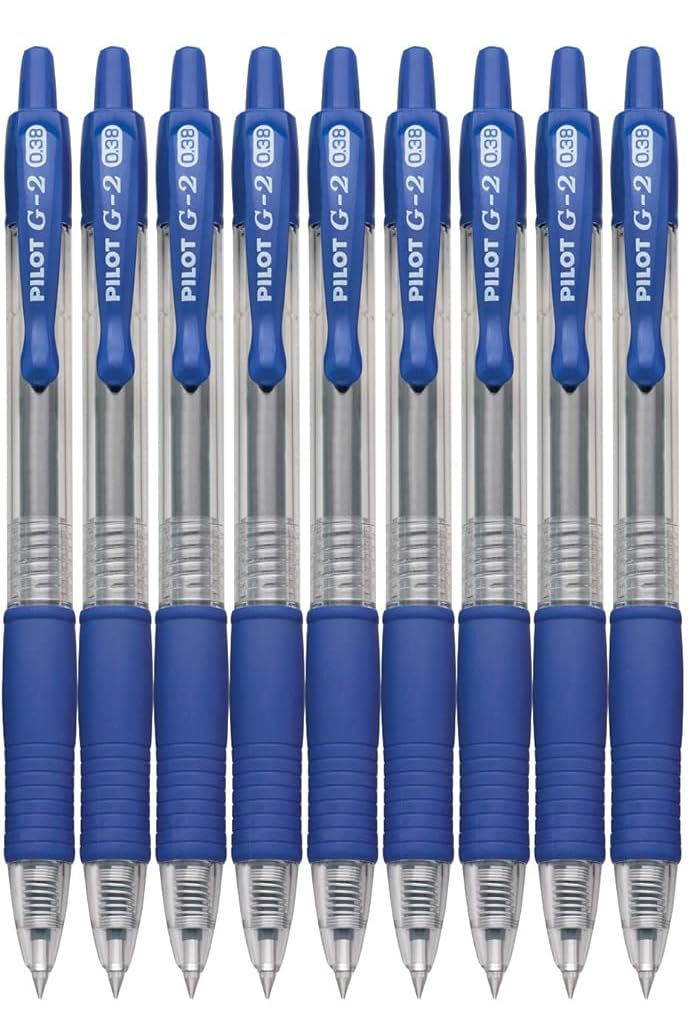 Advantage Gifts G2 Retractable Premium Gel Ink Roller Ball Pens Ultra Fine Point (.38mm) Blue Ink 9