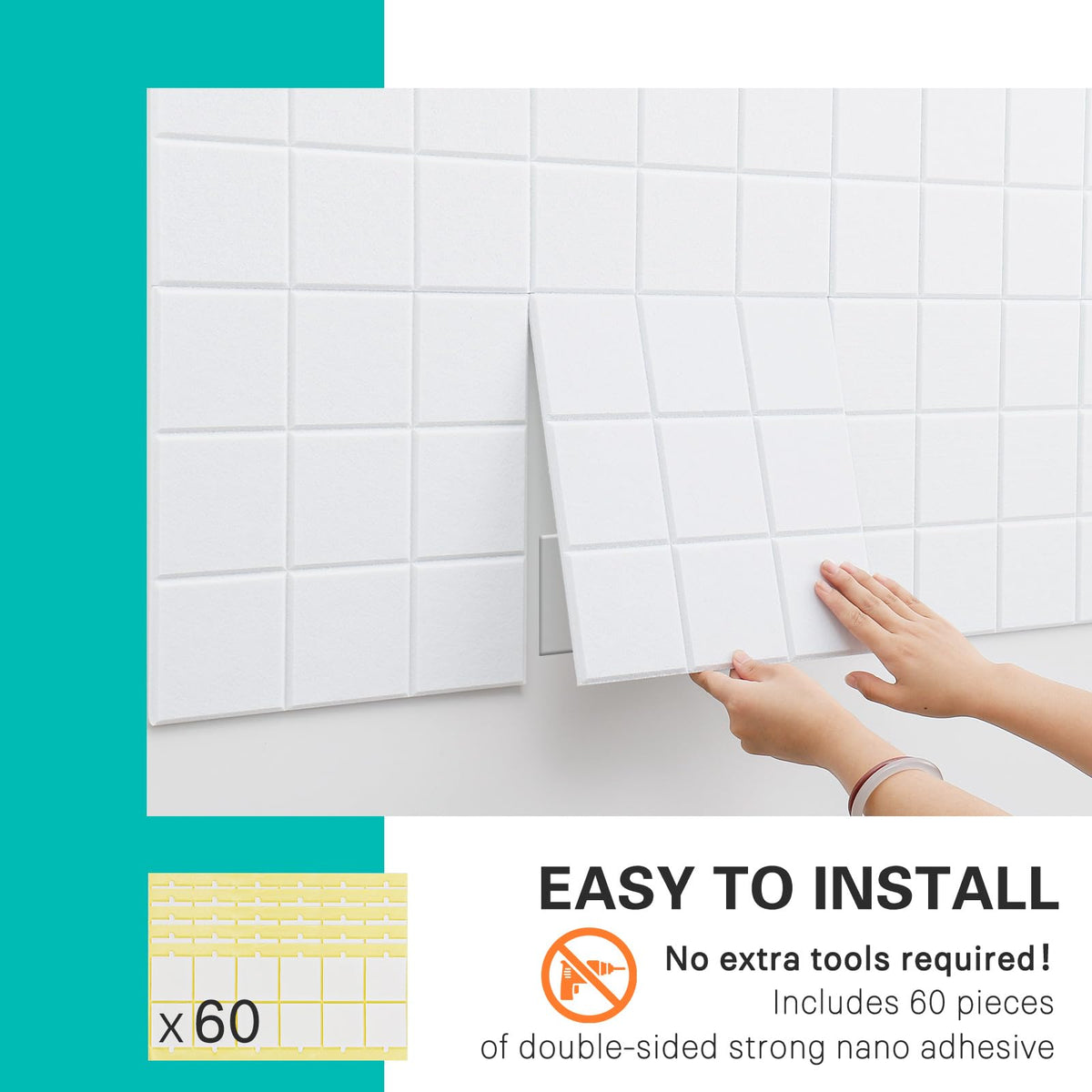 Cork Board for Walls 48" x 36", Bulletin Board for Office Decor, 12 Pack Felt Wall Tiles with Safe