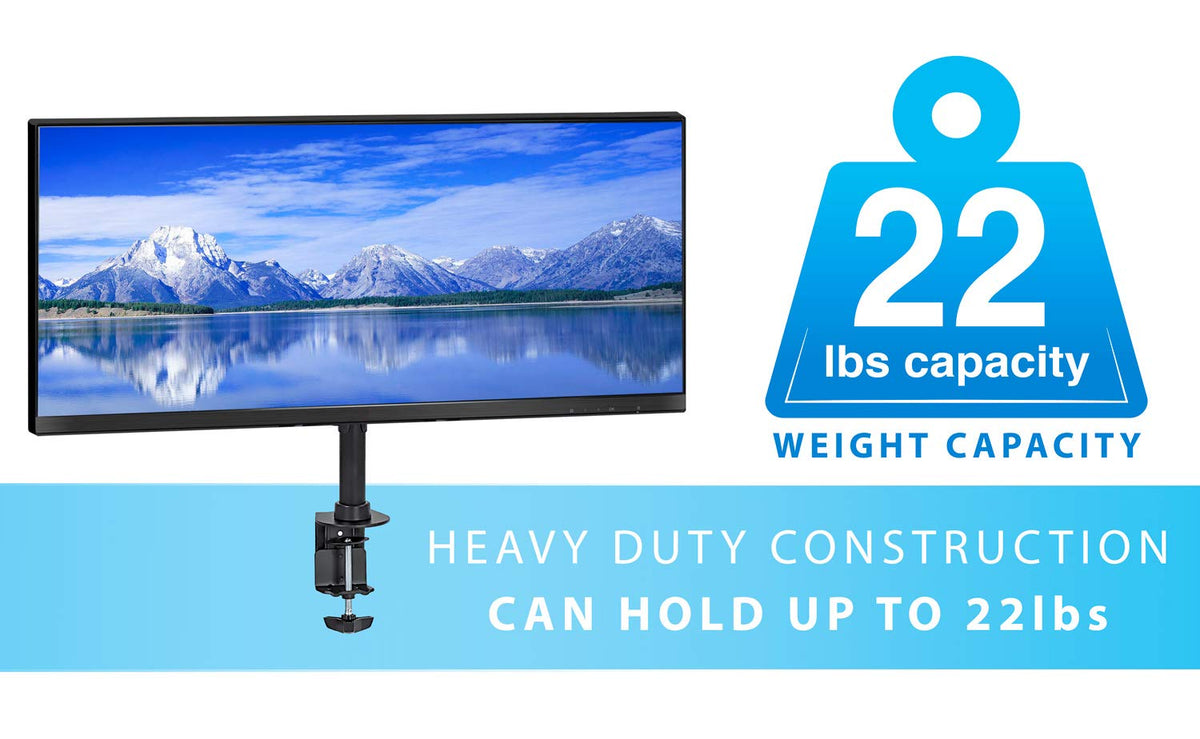 Mount-It! Ultra-Wide Single Monitor Arm Desk Mount, Height Adjustable Pole Stand for 13–42 Inch