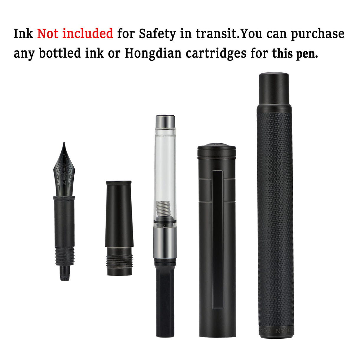 Hongdian Black Forest Fountain Pen Medium Nib Classic Design with Converter and Metal Pen Case Set
