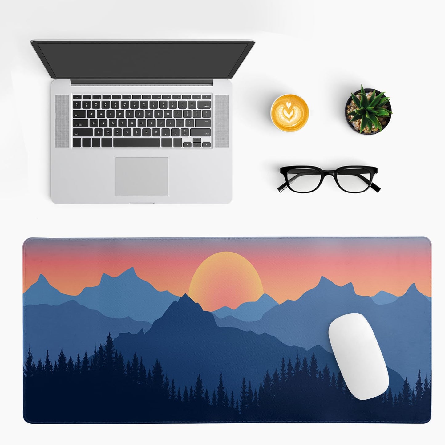 Japanese Mountain Landscape Gaming Mouse Pad Extended Large Mousepad with Nonslip Rubber Base