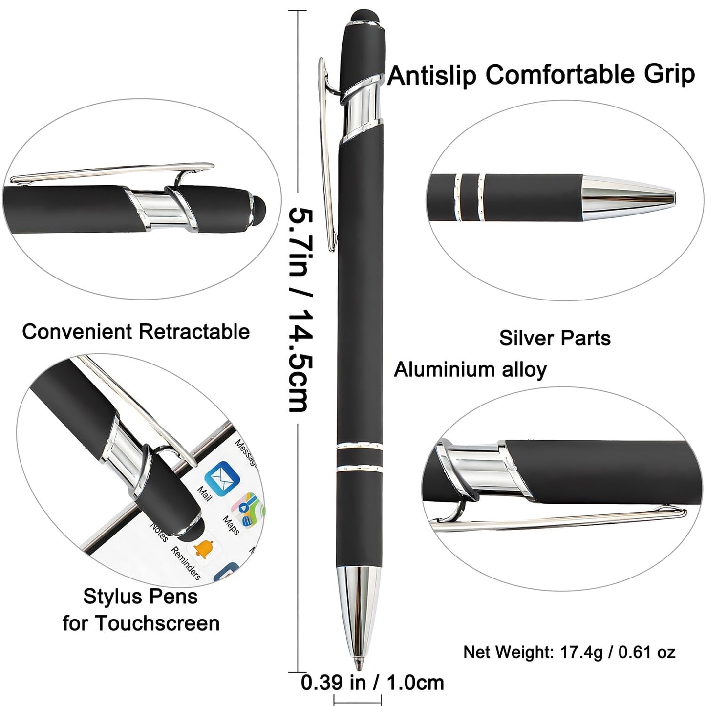 HEYZARDA Custom Pens Ballpoint with Stylus for Events, Navy, 50 Pcs