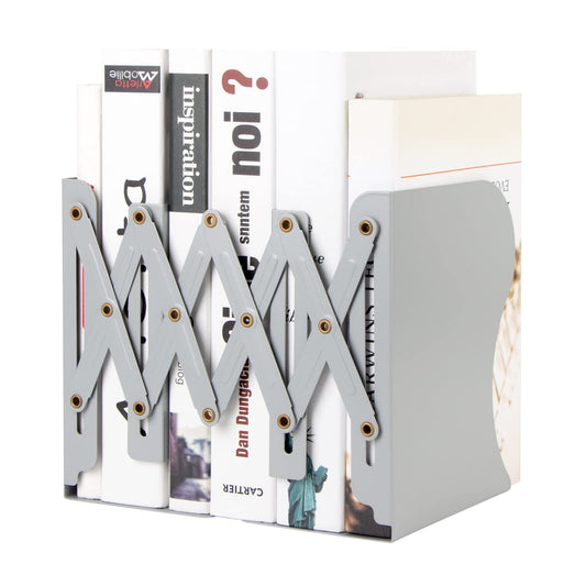 Aobopar Adjustable Metal Book Ends for Shelves Grey