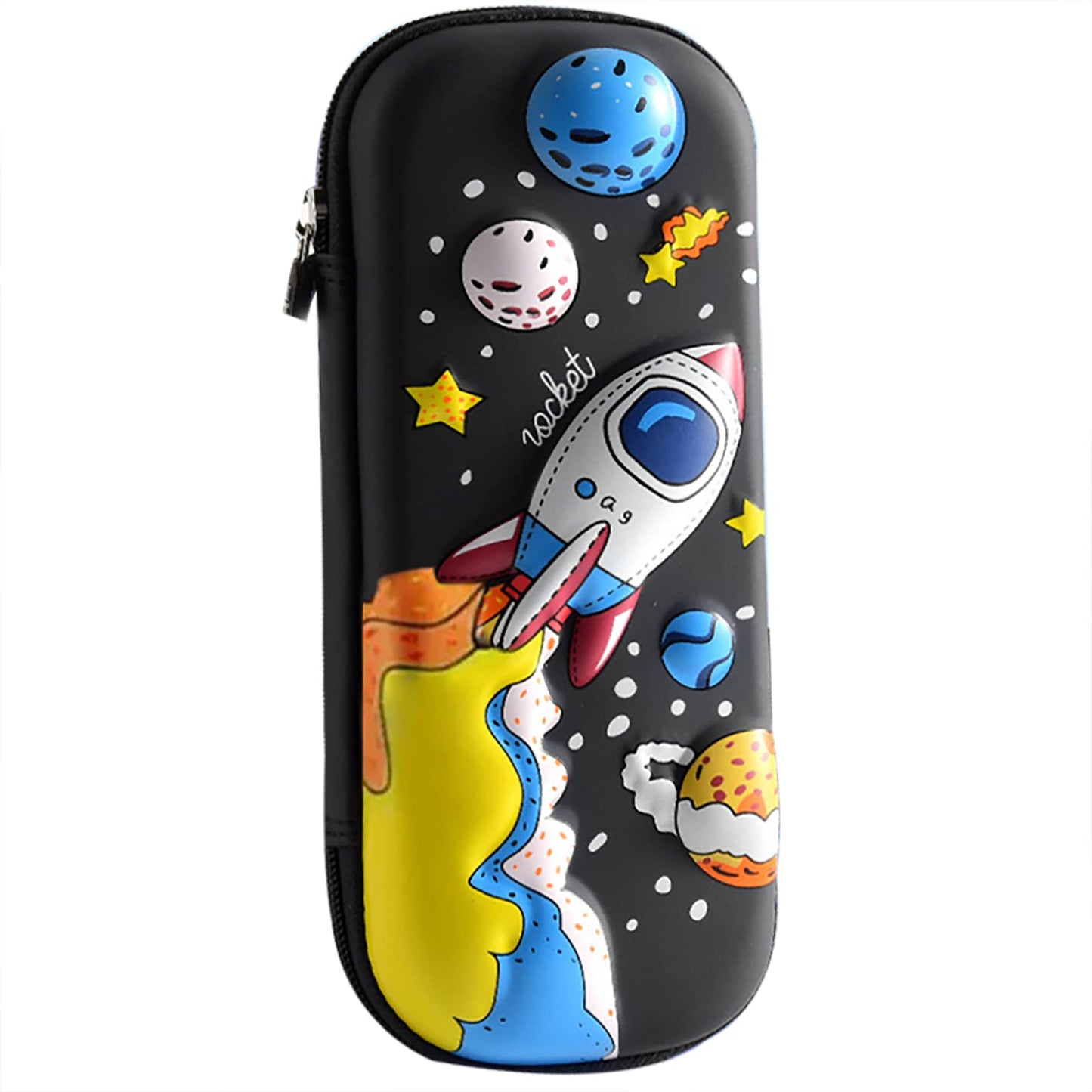 MCWTH Pencil Case for Kids Boys 3D Space Ship Large Capacity Waterproof Pencil Box with