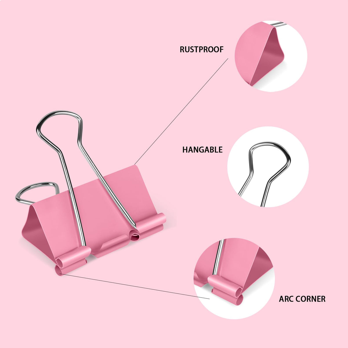 Ufmarine Extra Large Binder Clips 2 inch Length, (40 Pcs) Colorful Paper Clips Large for Office