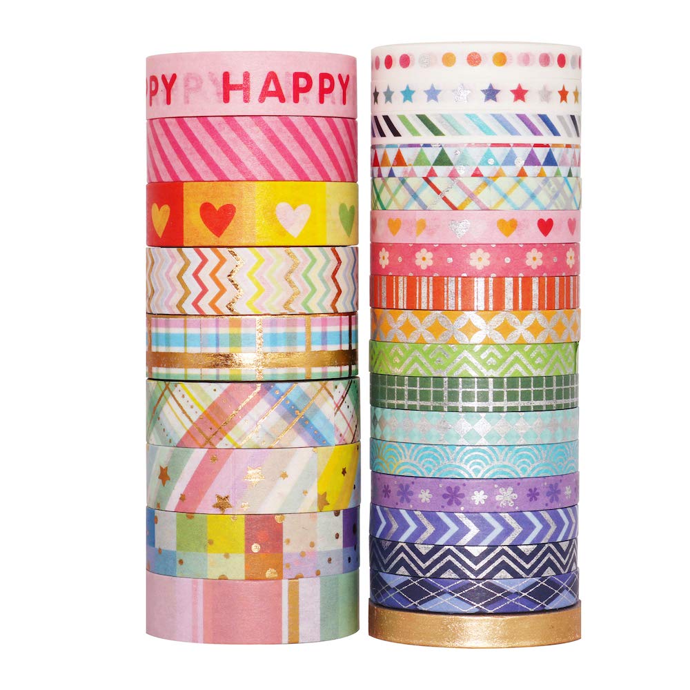 YUBBAEX Bright Mix Gold Washi Tape Set VSCO Foil Masking Tape Decorative for Arts, DIY Crafts