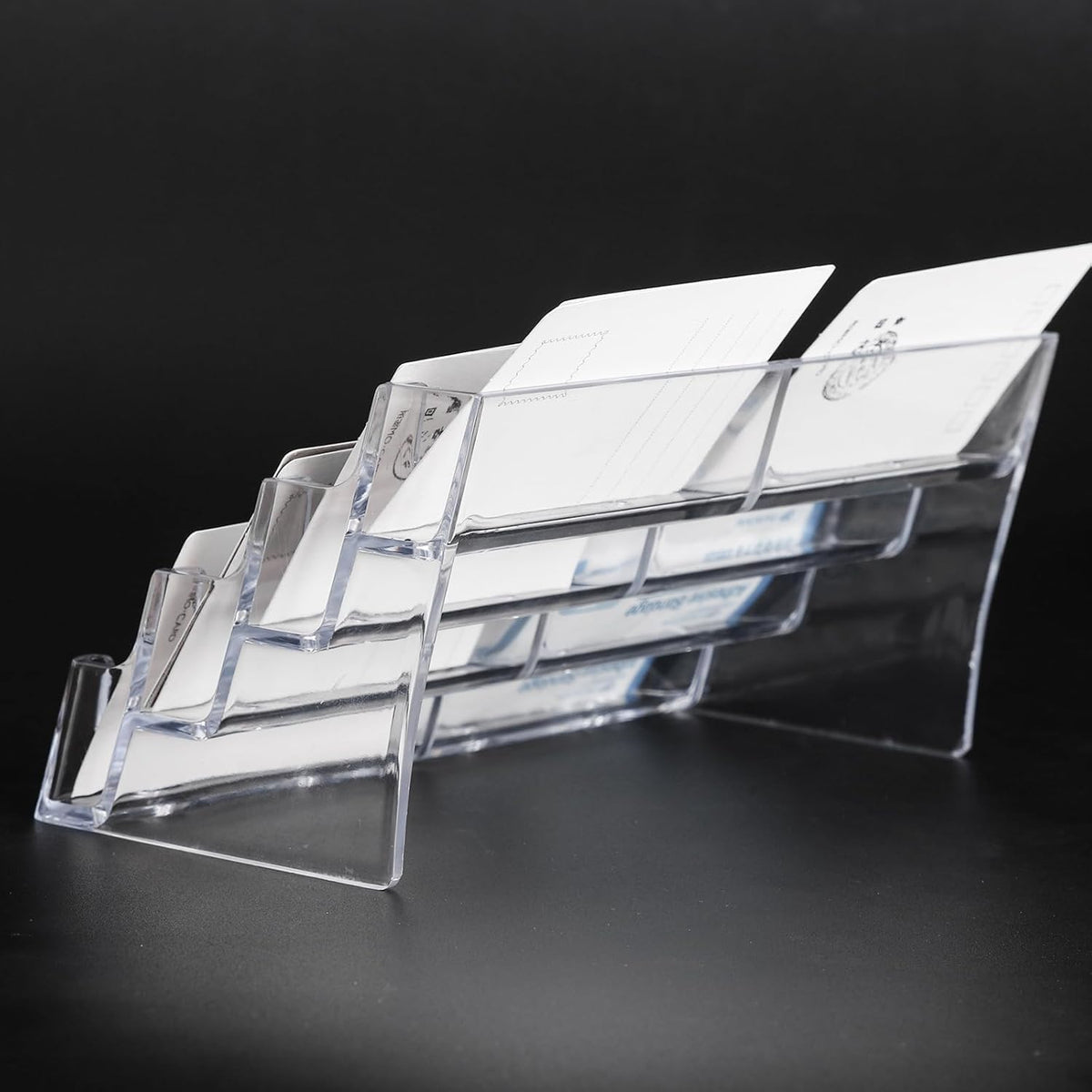 xydstay Acrylic 4-Tier Business Card Holder for Desk with 8 Pockets, 2 Pack