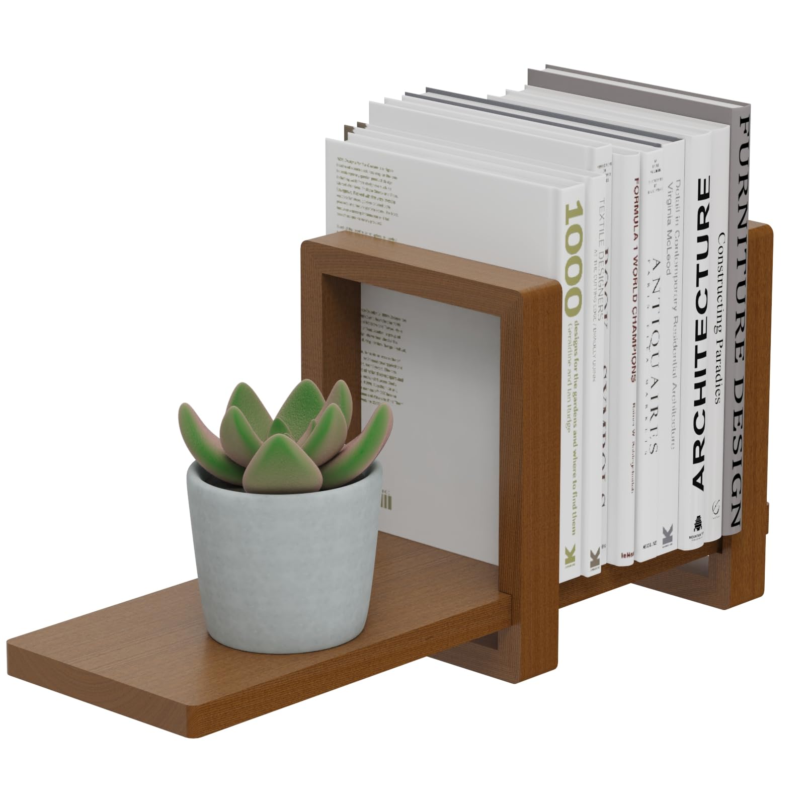 100% Solid Wood Adjustable Desktop Bookshelf, Retro Tabletop Bookshelf, Desk Shelf for Living Room