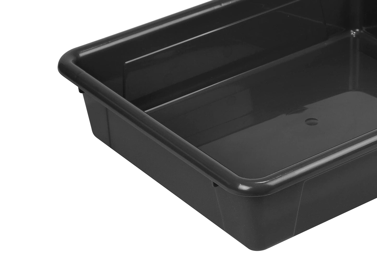 Storex Letter Size Flat Storage Tray – Organizer Bin for Classroom, Office and Home, Black, 5-Pack