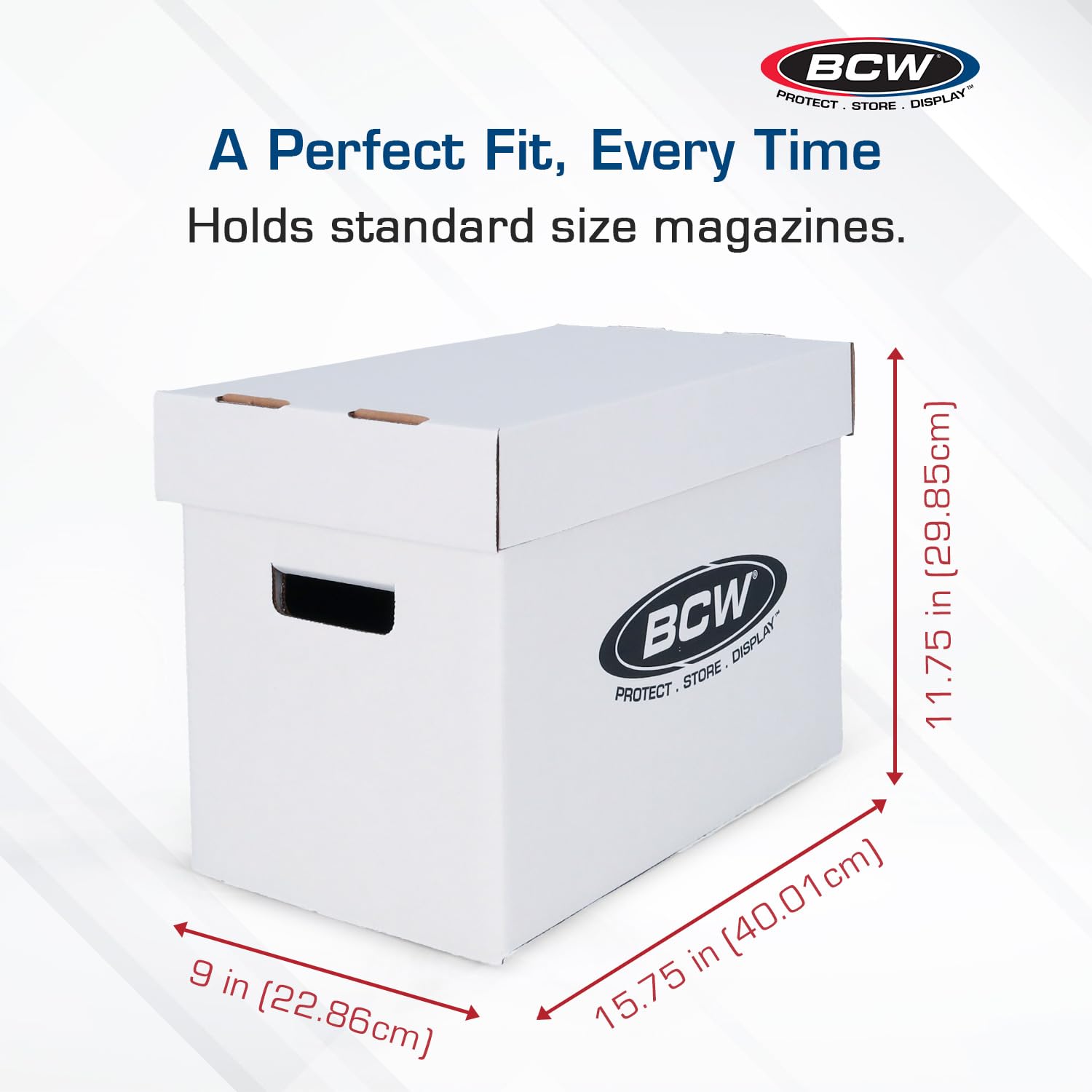 BCW Magazine and Document Storage Boxes, Stackable Cardboard, White, 5 Pack