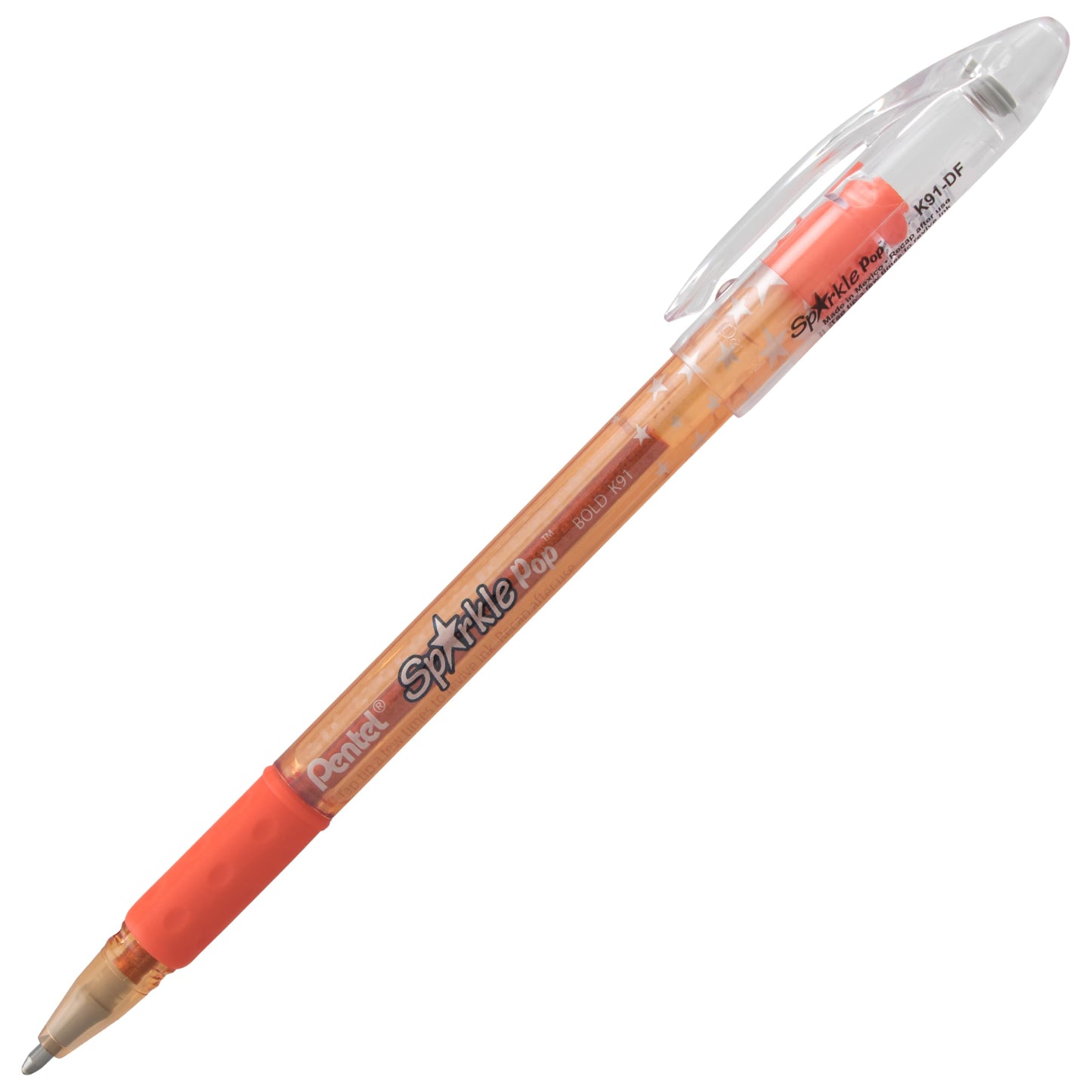Pentel Sparkle Pop Metallic Gel Pen, (1.0mm) Bold Line, Orange/Yellow, Box of 12 Pens (K91-DF)