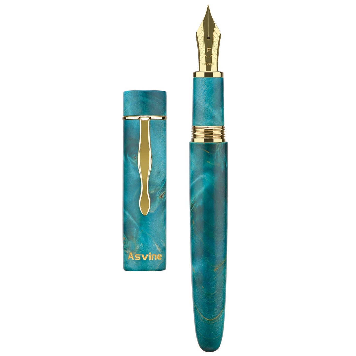 Asvine Stabilized Wood Fountain Pen C2000 Number 8 Extra Fine Nib Large Handcraft Unique Pattern