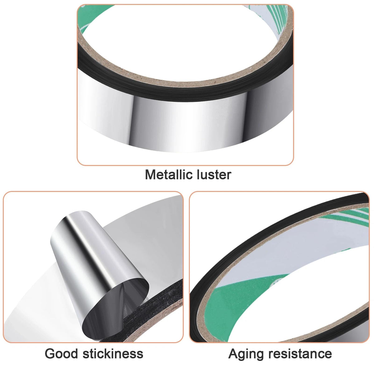 Zonon Laser Silver Washi Tape for Wall Decor Self Adhesive 5/15/25mm
