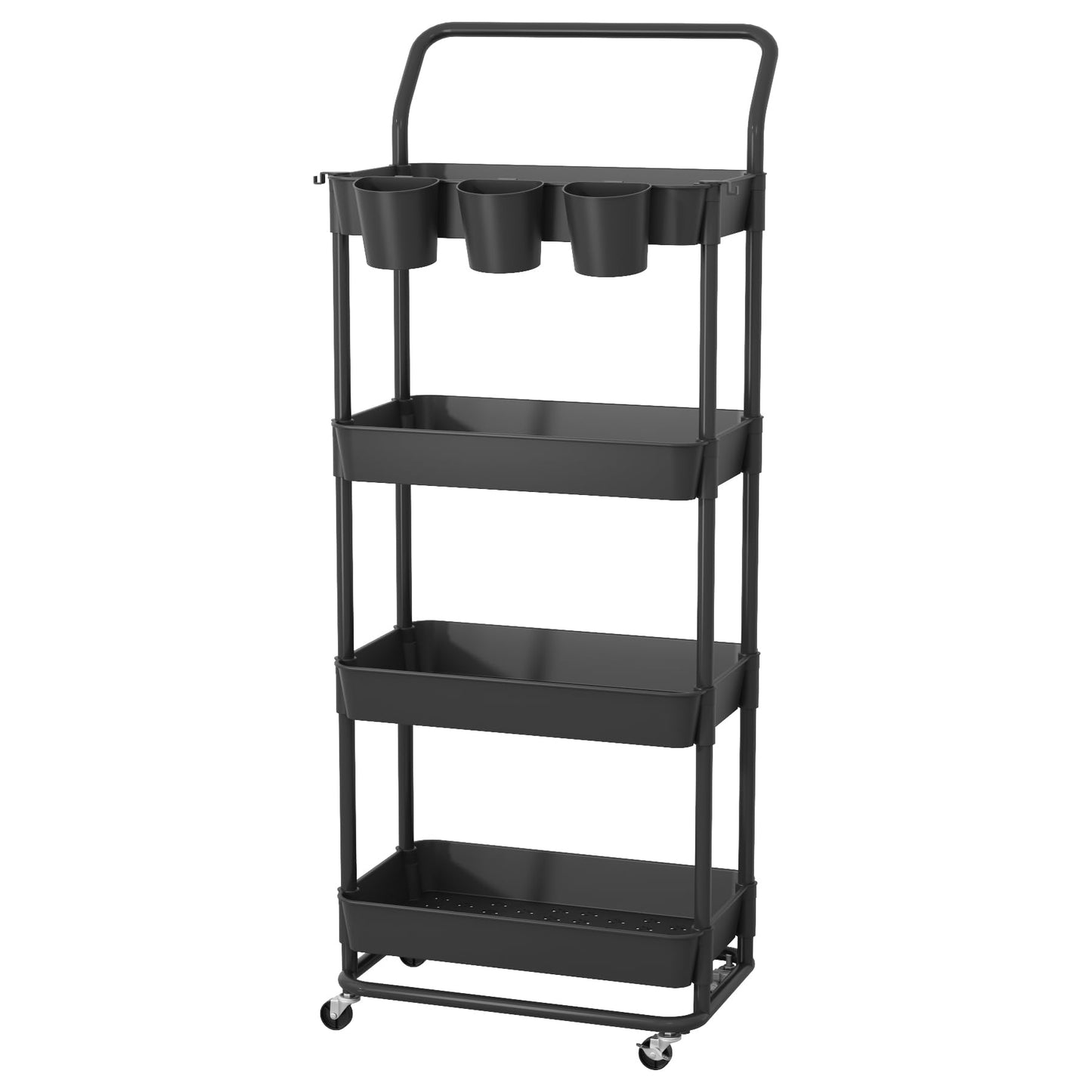 Buzowruil 4-Tier Rolling Utility Cart, Storage Cart with Handle Multi-Purpose and Locking