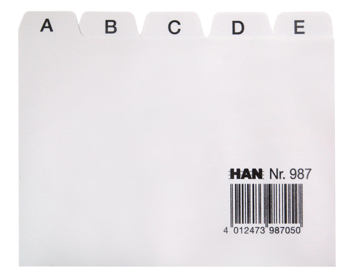 HAN 987, Tab A - Z, A7 Landscape, 25 pcs. Guide Cards for Card Index Boxes and Trays, Grey