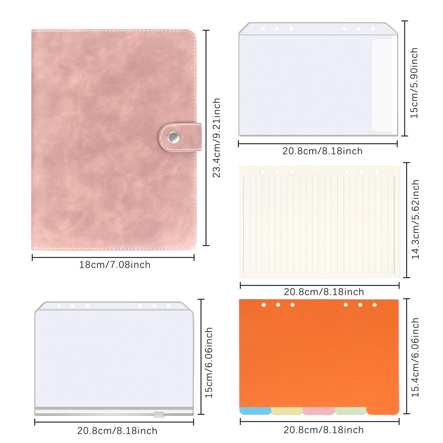 FYY A5 Binder 6 Ring - Refillable Planner Notebook 5x8, Pink