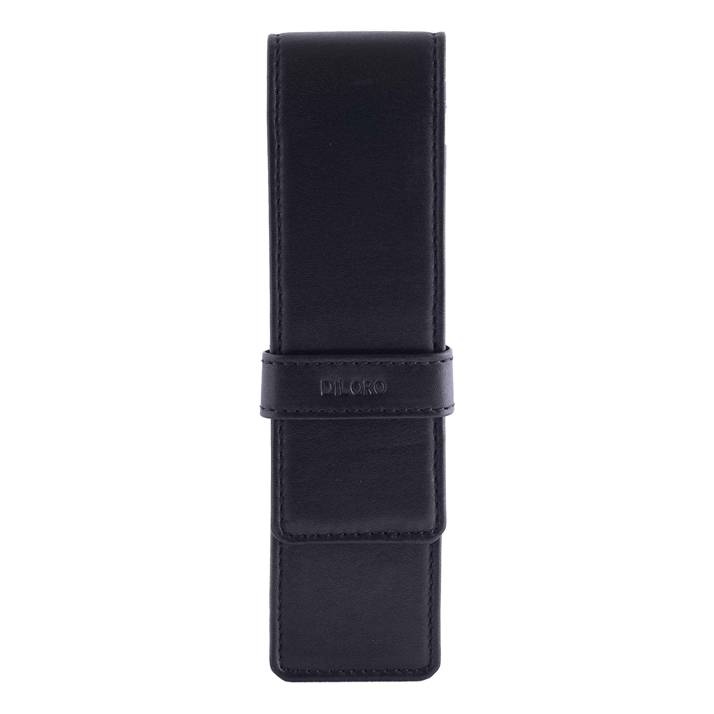 DiLoro Leather Double Pen Case Pencil Pouch Holder for Two Fountain Ballpoint Rollerball Pens and