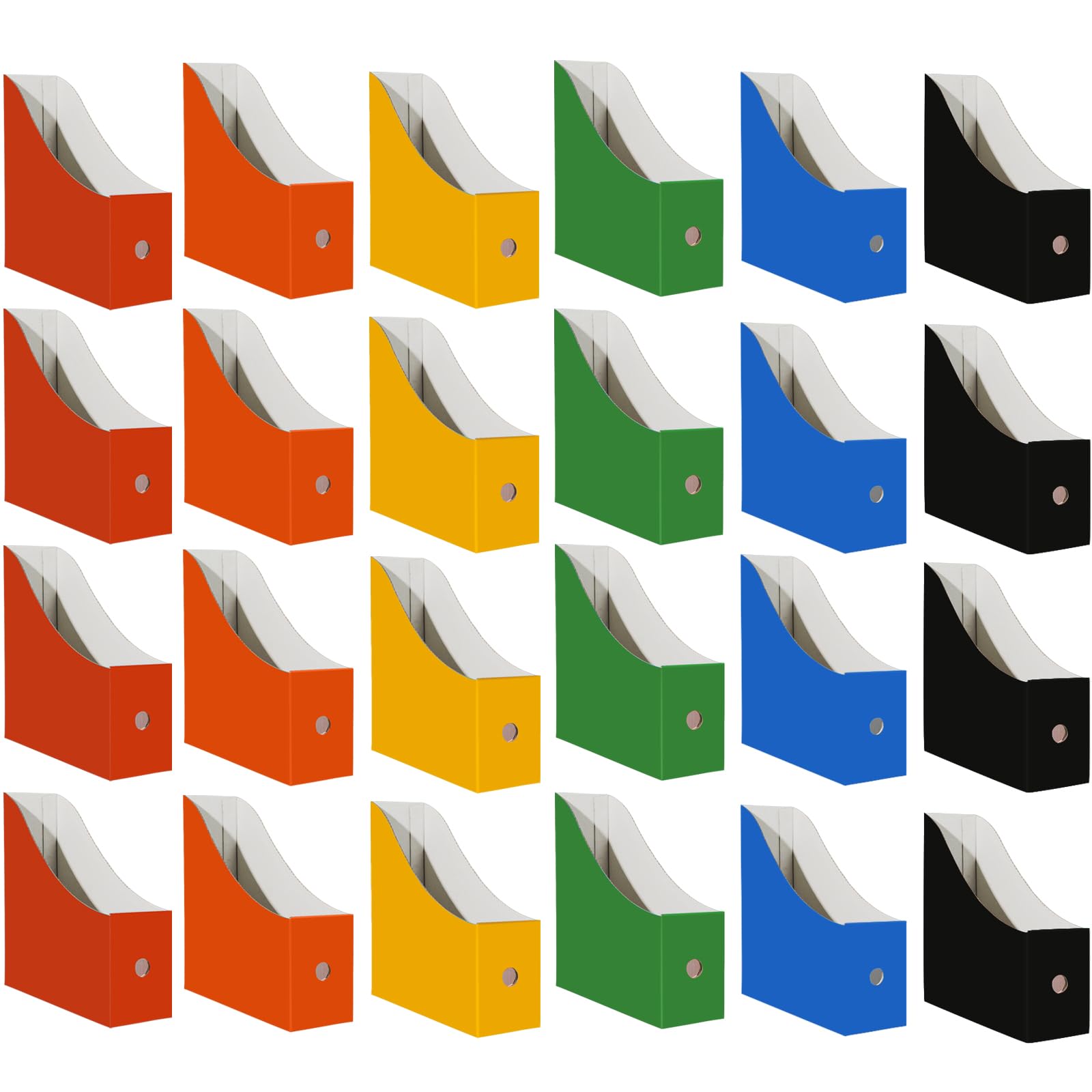 Limitliho 24 Pack Six color Cardboard Magazine Holder for Desk or Shelves