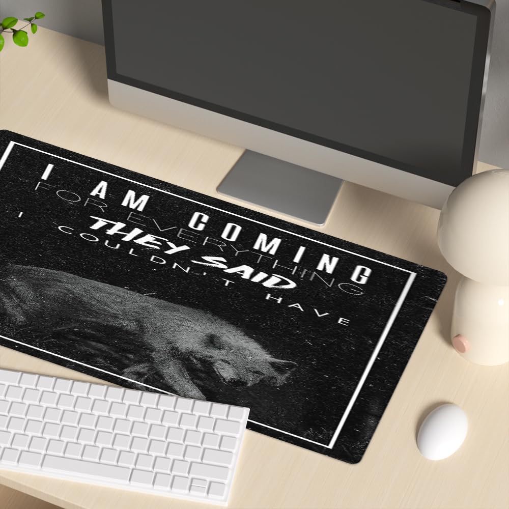 Reateforin Inspirational Quote Mouse Pad for Guys,Black Large Mouse Pad for Mens Lion Animal
