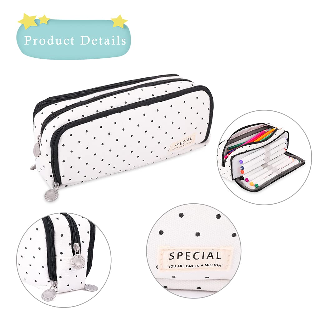 iSuperb Large Pencil Case Big Capacity Pencil Pouch 3 Compartments Pen Bag Canvas Marker Pen Bag