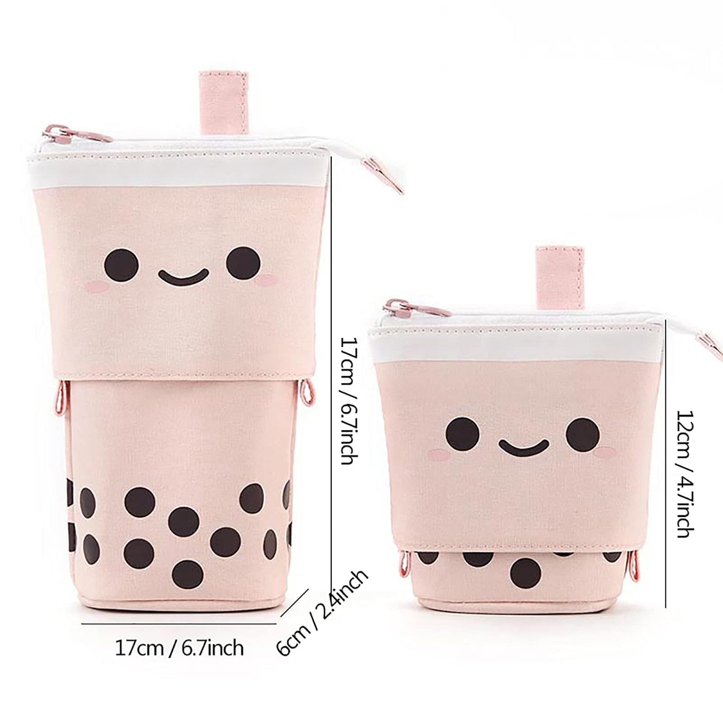 RUIYELE 3 Pack Telescopic Pencil Pouch Bag Pop Up Pencil Case Stand Up Pen Holder Cute Polka Dot