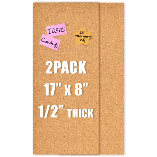 Aitakatta 17x8 Cork Board Tiles Bulletin Board, 1/2" Thick Self-Adhesive Cork Boards for Walls
