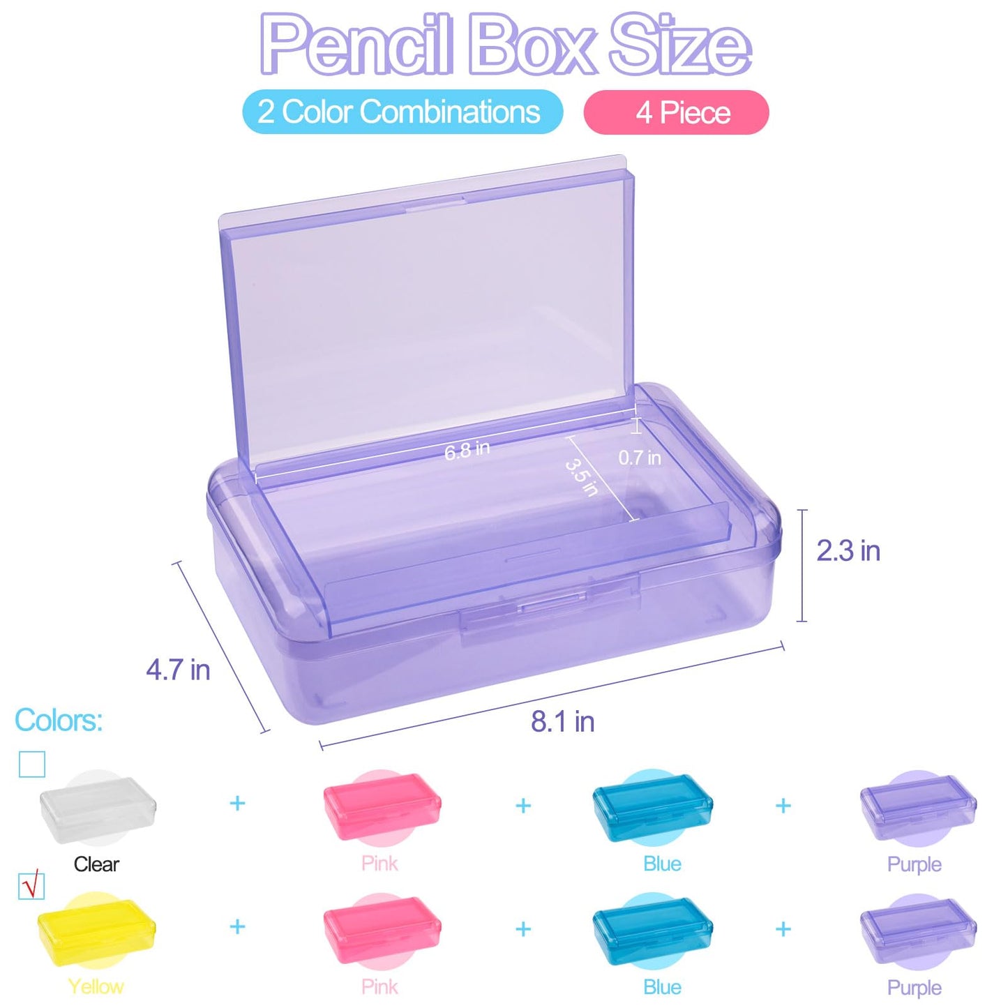 Meiikun Pencil Box, Large Capacity Pencil Boxes 2 Compartments, Hard Pencil Case with Snap-tight