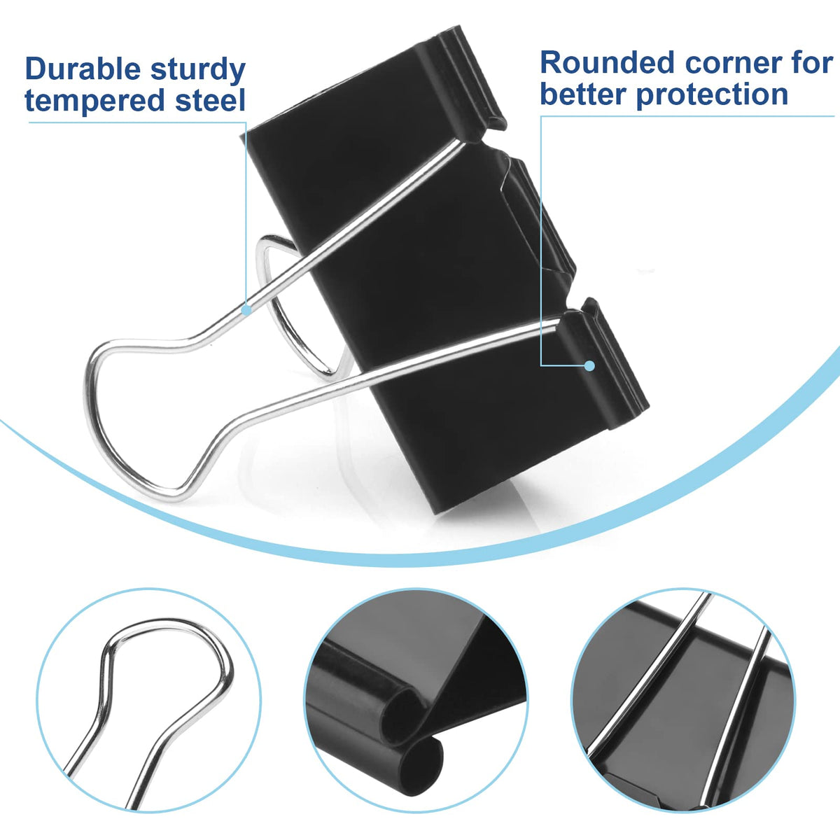 228 PCS Binder Clips Paper Clamps Assorted Sizes,Extra Large Medium Small Mini and Micro,Black