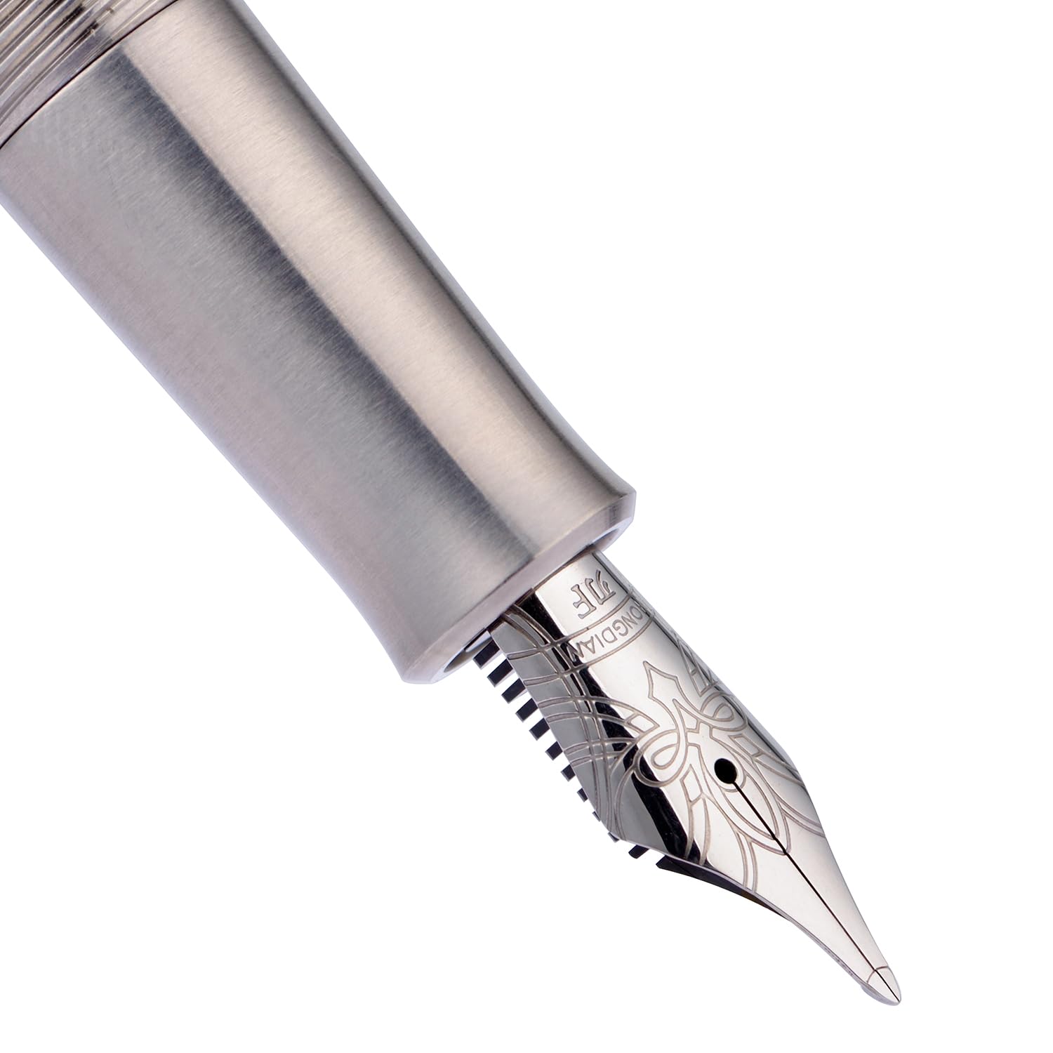 HONG DIAN M2 Titanium Mini Fountain Pen, Long Blade Nib & Sleek Shape Metal Short Pocket Travel Pen