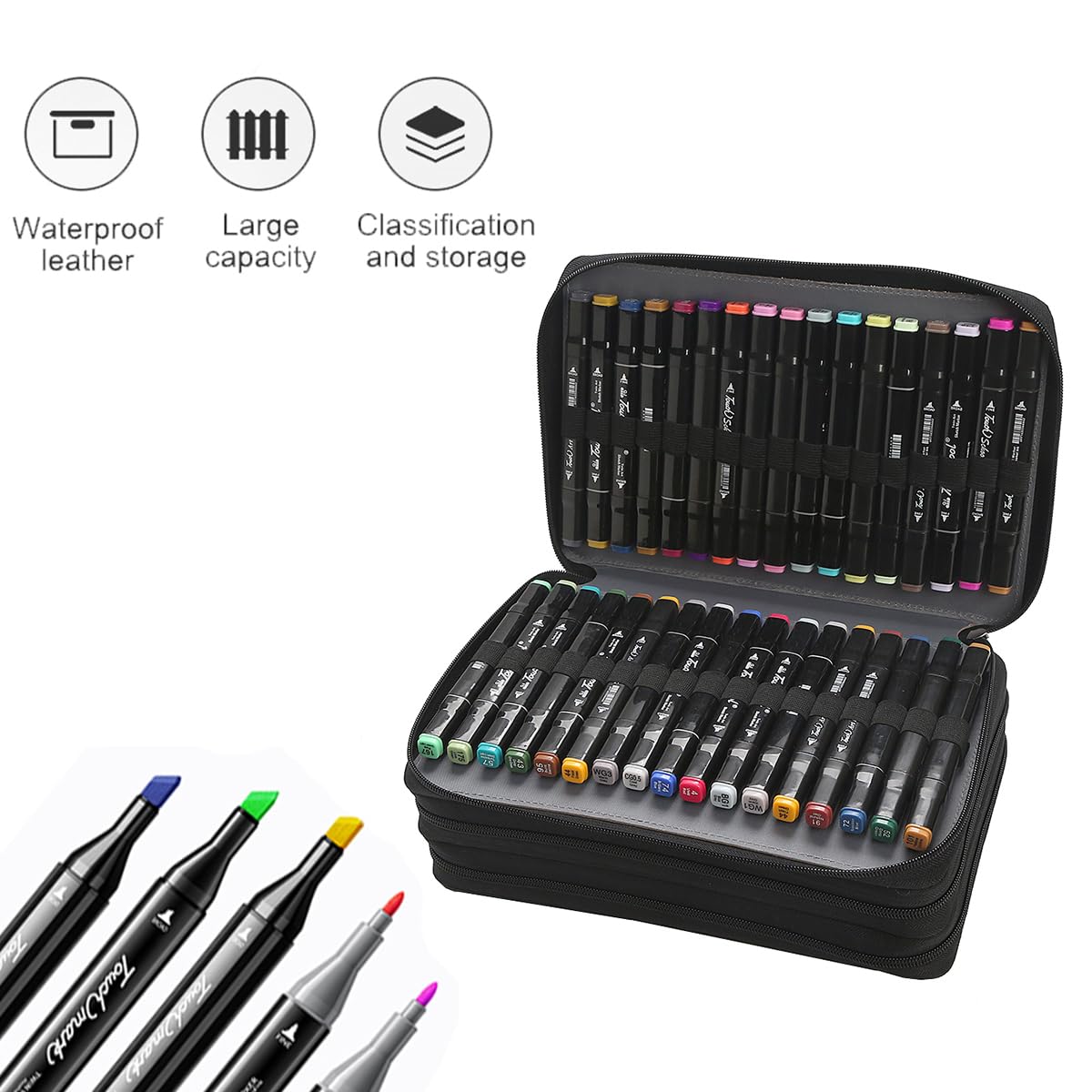 Lbxgap 68 Slots Marker Pen Organizer Case w/Handle