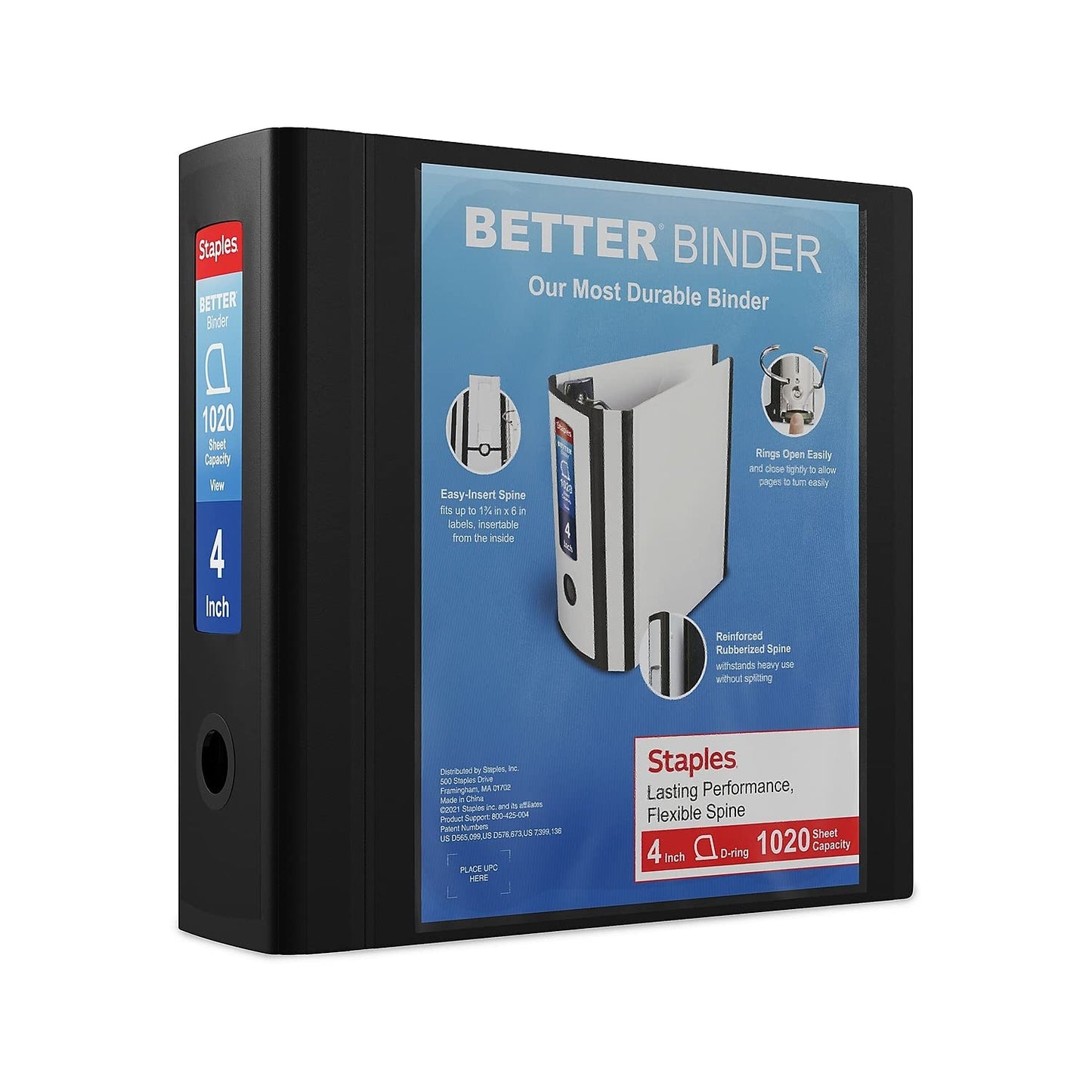 Staples Better 4-Inch D-Ring View Binder, Black, Reinforced Spine