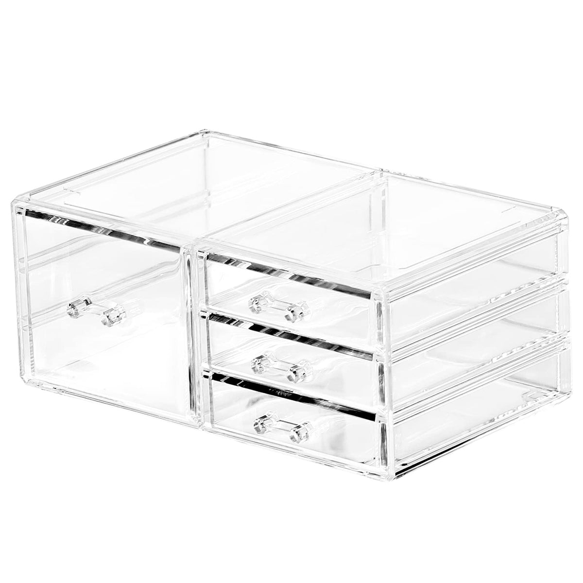 Cq acrylic Clear Stackable Storage Bins,Plastic Storage Organizer and Small Drawer Organizer With 4