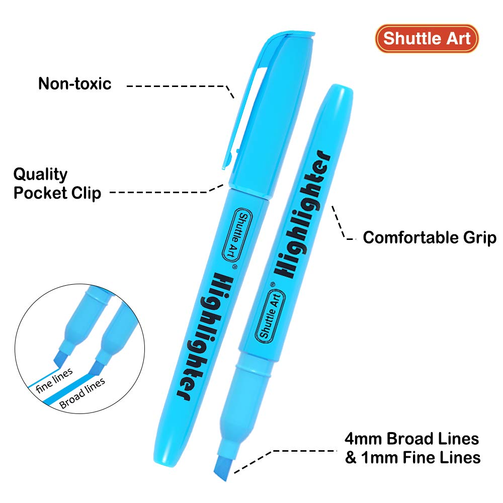 Shuttle Art 144 Pack Highlighters, Highlighters Assorted Colors Set, 8 Bright Colors Chisel Tip