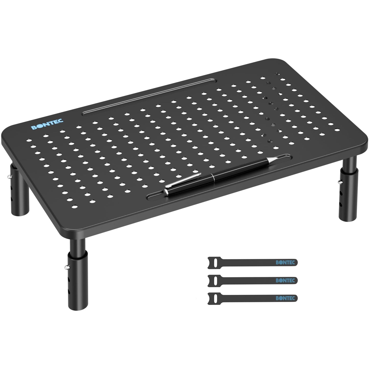 BONTEC 1 Pack Adjustable Monitor Stand Riser with Drawer, Supports 44lbs