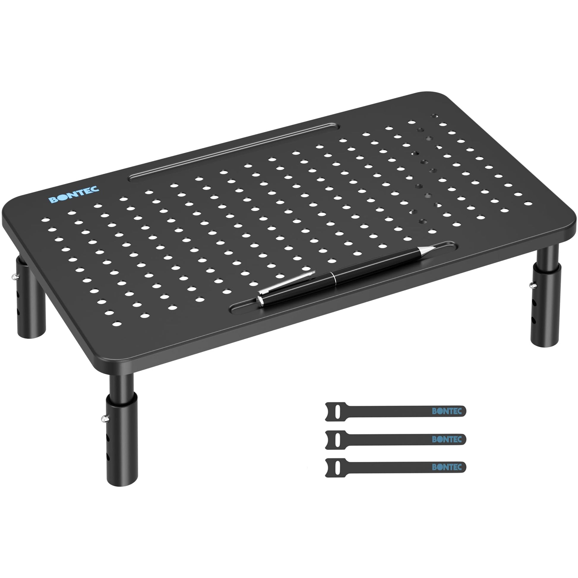 BONTEC 1 Pack Adjustable Monitor Stand Riser with Drawer, Supports 44lbs
