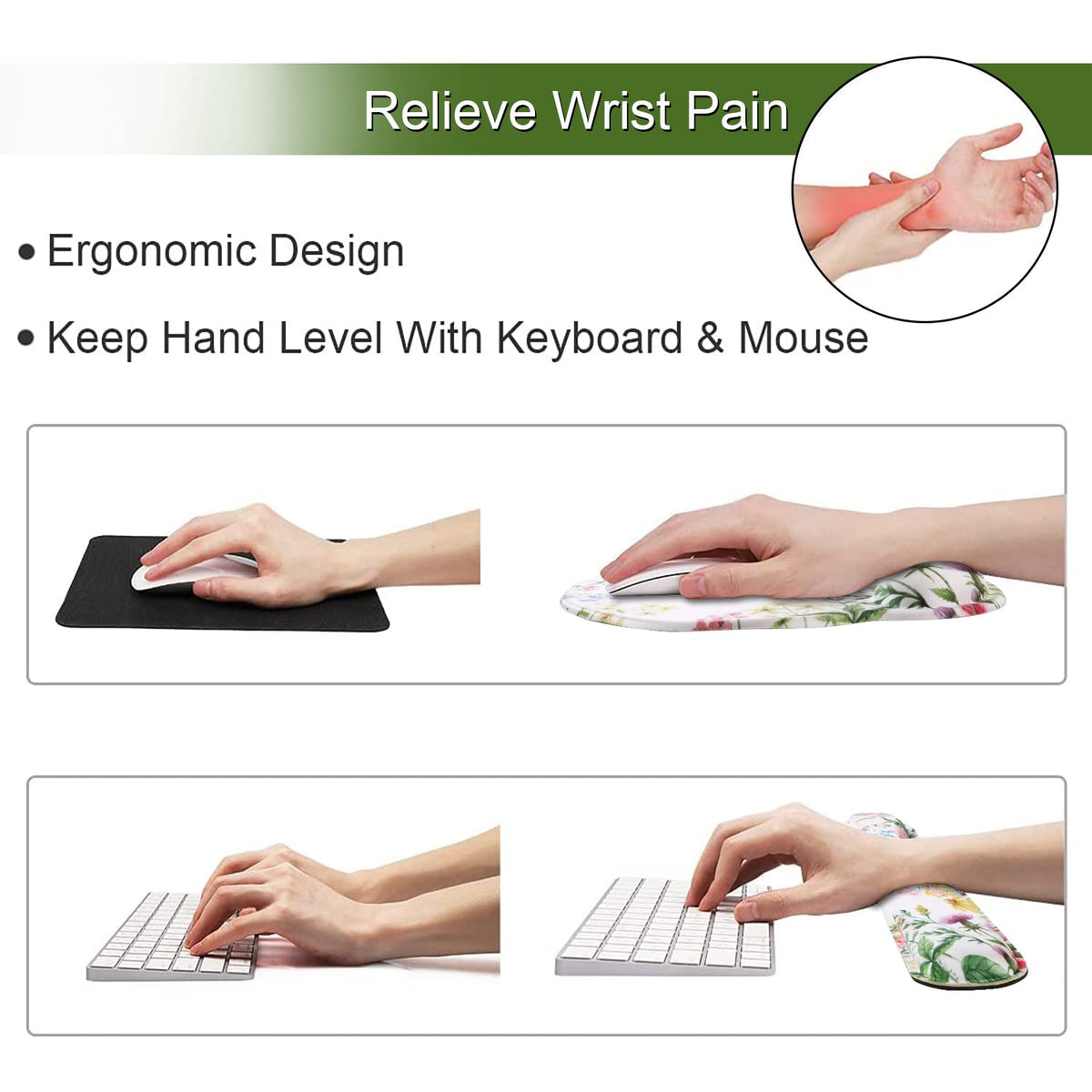 iLeadon Mouse Pad with Wrist Support Keyboard Wrist Rest Set, Ergonomic
