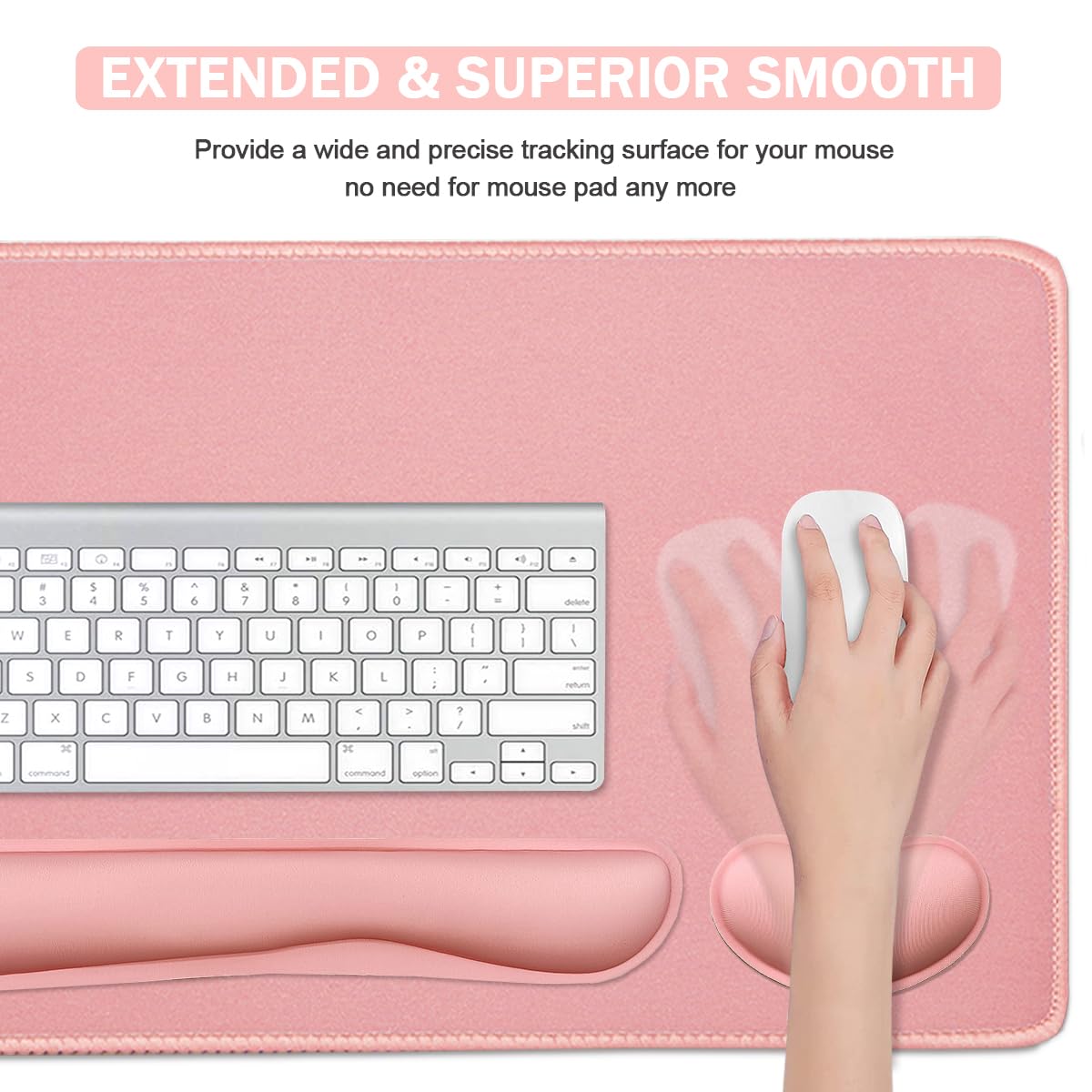 4-in-1 Large Gaming Mouse Pad, Keyboard Wrist Rest Pad & Wrist Support Mousepad Set, Extended Desk