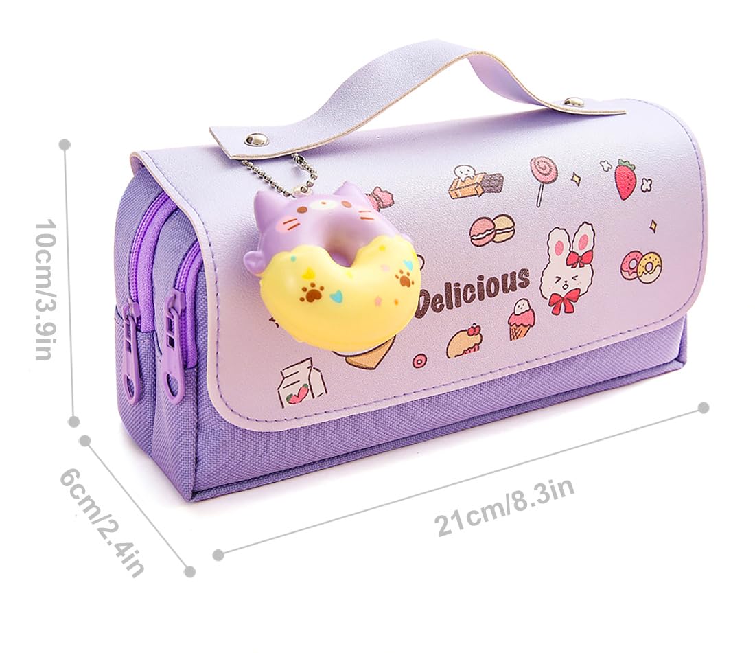 Pencil Case for Girls, Kids Large Capacity Cute Pencil Box with Compartments School Organizer Pen