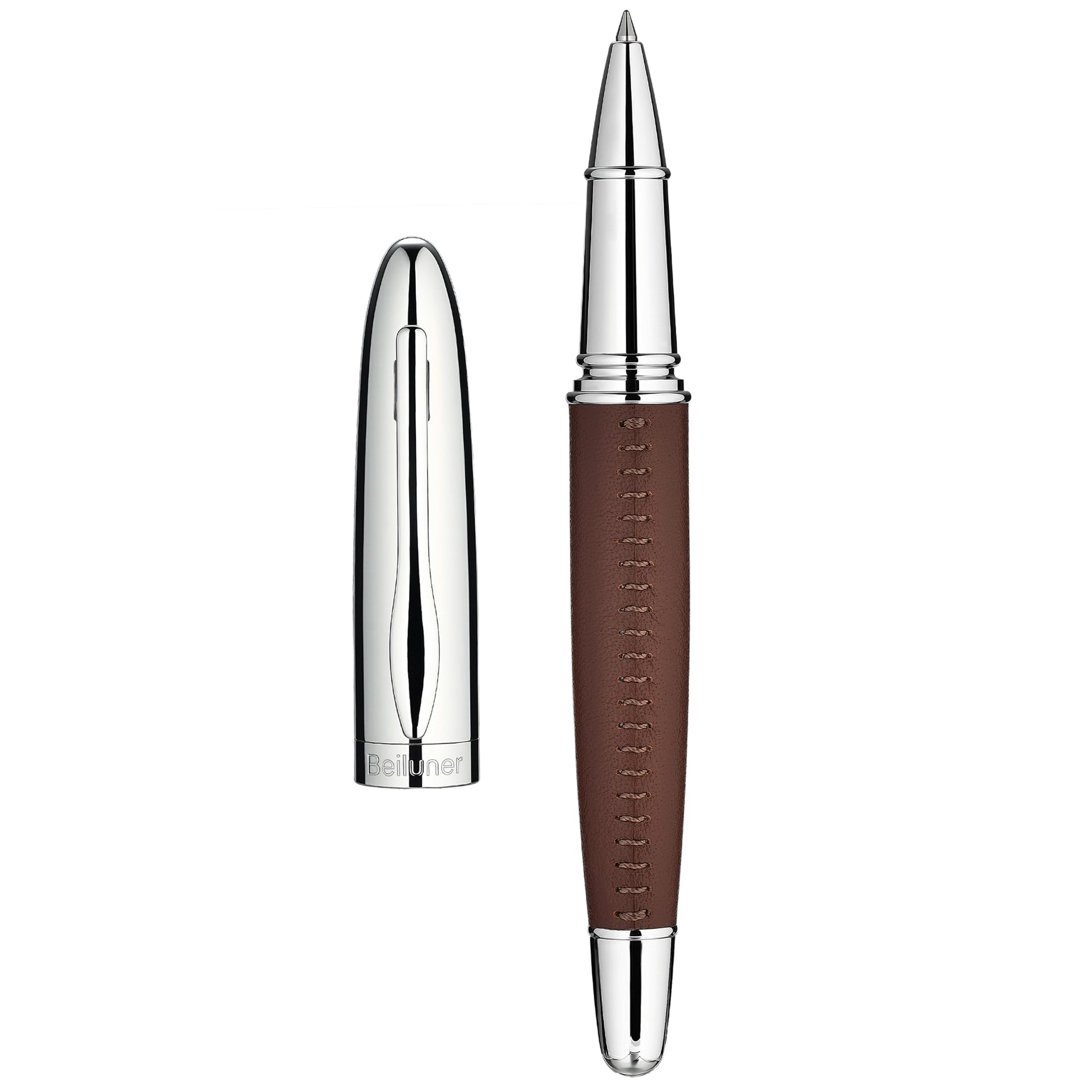 BEILUNER 318 Luxury Pen, Elegant Look,Hand-Stitched Premium Leather-Brown