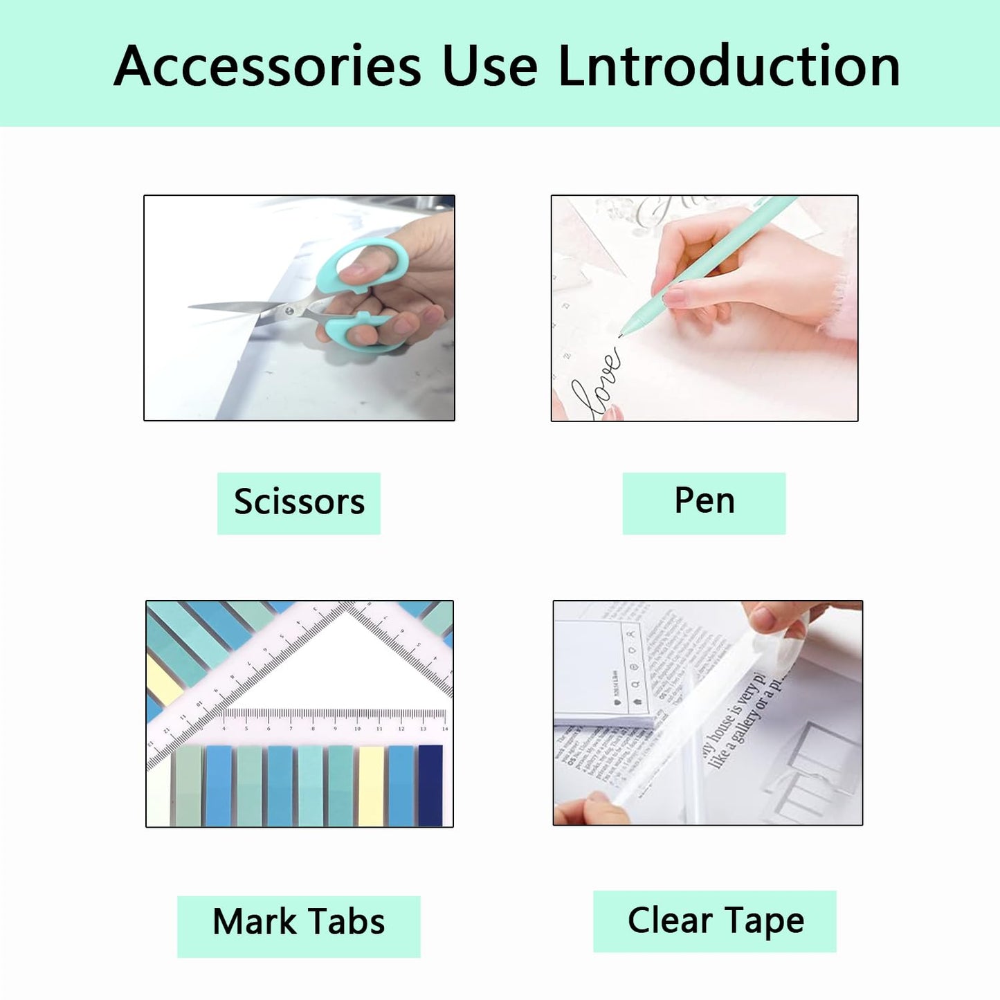 Office Supplies,Green Desk Accessories,Office Supplies Set,Stapler and Tape Dispenser