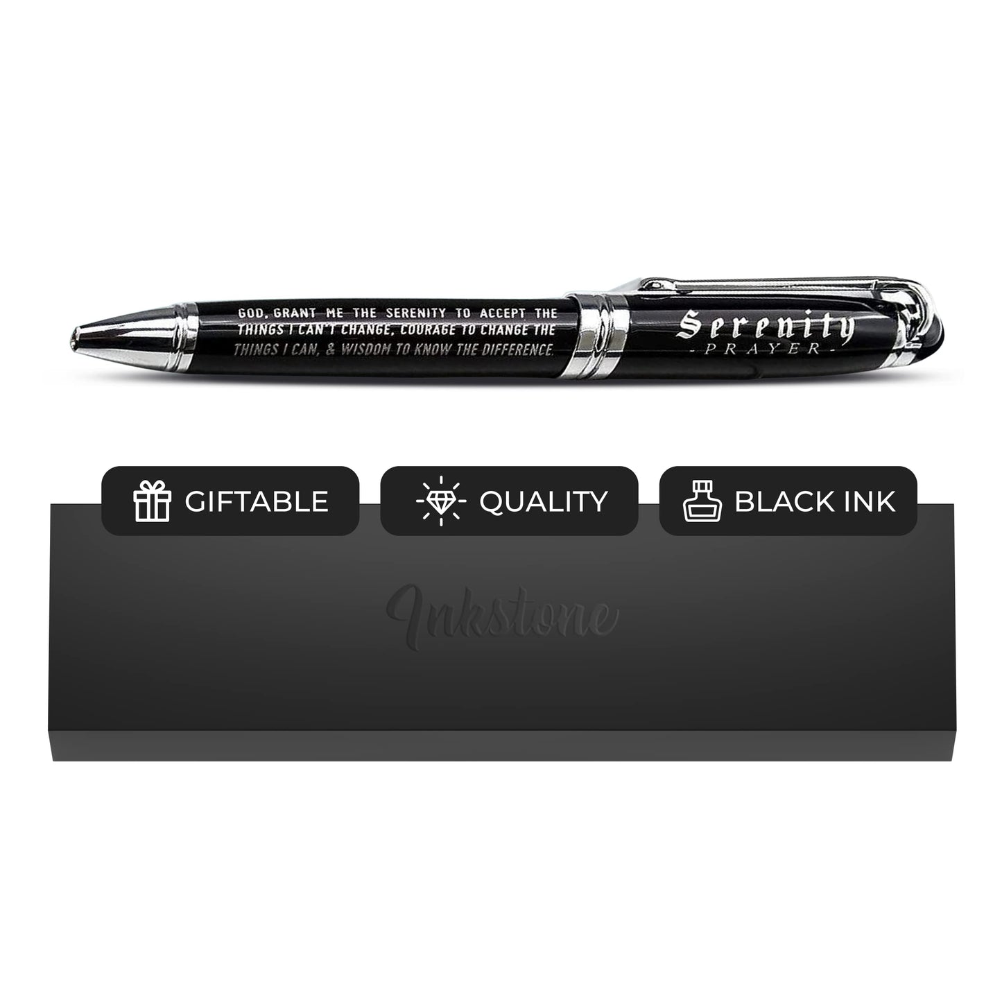 Inkstone Serenity Prayer Engraved Inspirational Gift Pen with Presentation Box Faith Sobriety