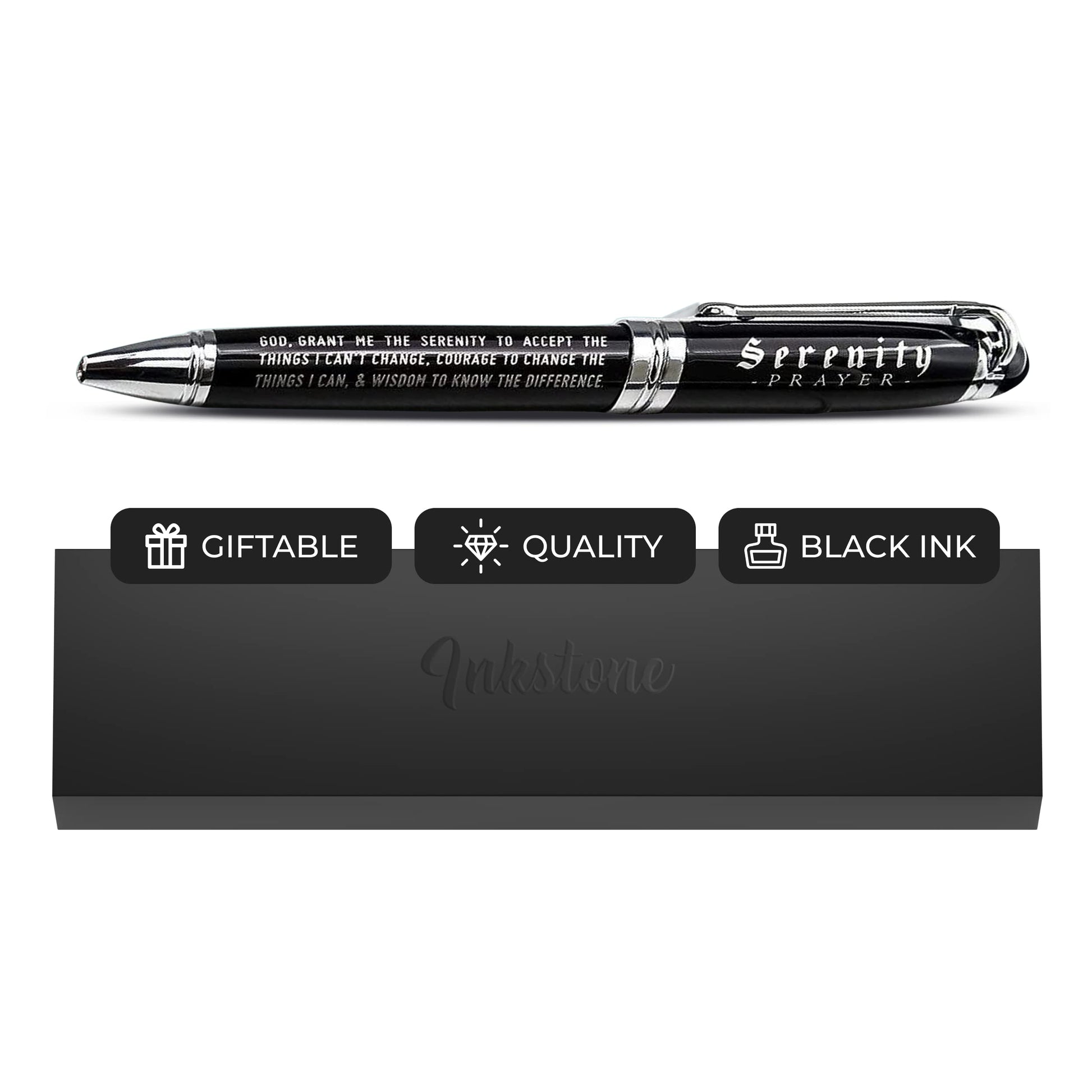 Inkstone Serenity Prayer Engraved Inspirational Gift Pen with Presentation Box Faith Sobriety